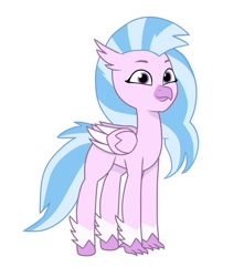 Size: 640x725 | Tagged: safe, artist:jazzhooves, silverstream, classical hippogriff, hippogriff, g4, g5, my little pony: tell your tale, coat markings, colored wings, female, g4 to g5, generation leap, missing accessory, simple background, socks (coat markings), solo, white background, wings