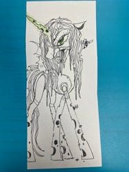 Size: 3024x4032 | Tagged: safe, artist:londynlittleartist, queen chrysalis, changeling, solo, traditional art