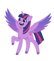 Size: 640x725 | Tagged: safe, artist:jazzhooves, twilight sparkle, alicorn, pony, g4, g5, my little pony: tell your tale, female, g4 to g5, generation leap, mare, open mouth, simple background, solo, spread wings, twilight sparkle (alicorn), white background, wings