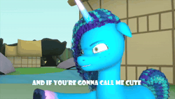 Size: 1920x1080 | Tagged: safe, artist:geo bluecropper, artist:jewellier, izzy moonbow, misty brightdawn, pony, unicorn, g5, 3d, angry, animated, blushing, cute, dialogue, duo, duo female, female, horn, hug, izzybetes, lesbian, mare, mistybetes, ship:mizzy, shipping, sound, source filmmaker, video, webm