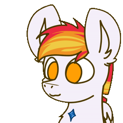 Size: 1920x1920 | Tagged: safe, artist:nhale, oc, oc only, oc:shining sky, pegasus, animated, animated booop, boop, cartoon, commission, cute, orange eyes, orange hair, paws, simple background, smiling, solo, transparent background, white body, wings, ych result