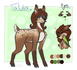 Size: 2200x2000 | Tagged: safe, artist:pixelberrry, oc, oc only, oc:talula, deer, deer pony, hybrid, original species, female, reference sheet, solo
