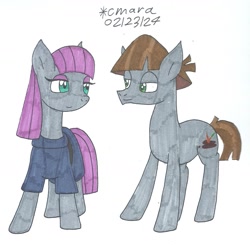 Size: 1269x1251 | Tagged: safe, artist:cmara, maud pie, mudbriar, earth pony, g4, duo, duo male and female, female, male, ship:maudbriar, shipping, simple background, smiling, straight, when he smiles, when she smiles, white background