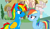 Size: 3168x1859 | Tagged: safe, artist:shieldwingarmorofgod, rainbow dash, oc, oc:shield wing, alicorn, pegasus, pony, g4, duo, duo male and female, female, male, ponyville, screencap background