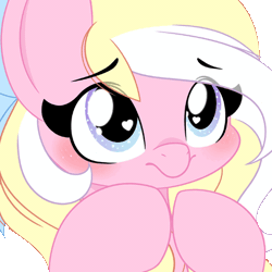 Size: 480x480 | Tagged: safe, artist:emberslament, oc, oc only, oc:bay breeze, pegasus, pony, animated, blushing, bow, cute, female, gif, hair bow, heart, heart eyes, hooves together, mare, ocbetes, pegasus oc, simple background, solo, transparent background, wingding eyes