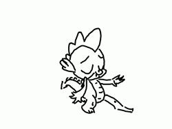 Size: 1600x1200 | Tagged: safe, artist:purblehoers, spike, dragon, g4, animated, black and white, dancing, gif, grayscale, minimalist, monochrome, simple background, solo, white background