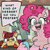 Size: 2160x2160 | Tagged: safe, artist:dramaticalcorgi, apple bloom, fluttershy, pinkie pie, bat pony, earth pony, pony, fanfic:cupcakes, animated, bat ponified, crying, english, flutterbat, holding, indoors, knife, looking at you, pinkamena diane pie, race swap, smiling, talking, webm