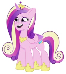 Size: 640x725 | Tagged: safe, artist:jazzhooves, princess cadance, alicorn, pony, g4, g5, blushing, crown, female, g4 to g5, gauntlet, generation leap, jewelry, open mouth, regalia, simple background, solo, sweat, white background