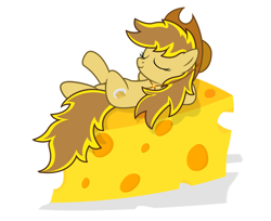 Size: 2907x2375 | Tagged: safe, alternate version, artist:third uncle, edit, oc, oc only, oc:soursweet cheese, earth pony, pony, cheese, cowboy hat, cute, female, food, hat, mare, pose, simple background, solo