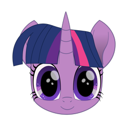 Size: 1600x1600 | Tagged: safe, artist:k. dale, twilight sparkle, pony, unicorn, g4, bust, female, front view, head only, horn, looking at you, movie accurate, simple background, solo, transparent background