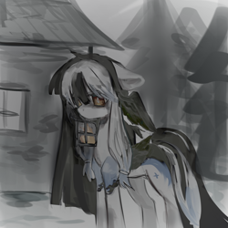 Size: 1500x1500 | Tagged: safe, artist:ran01q, oc, oc only, pony, female, grayscale, mare, monochrome, solo