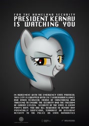 Size: 2480x3508 | Tagged: source needed, safe, anonymous artist, oc, oc only, oc:lorelei kernav, earth pony, bust, eyebrows, portrait, propaganda poster, raised eyebrow, simple background, smiling, solo