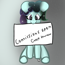 Size: 1500x1500 | Tagged: safe, artist:crystaline, oc, oc only, oc:kristal (crystaline), earth pony, pony, advertisement, ethereal mane, galaxy mane, gradient background, looking at you, solo