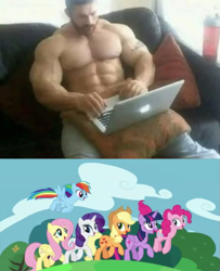 Size: 563x692 | Tagged: safe, edit, edited screencap, screencap, applejack, fluttershy, pinkie pie, rainbow dash, rarity, twilight sparkle, alicorn, human, pony, all bottled up, g4, best friends until the end of time, irl, irl human, mane six, meme, photo, twilight sparkle (alicorn)