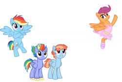 Size: 1280x865 | Tagged: safe, artist:aniakucyk, artist:emberskydragon, artist:xxmelody-scribblexx, bow hothoof, rainbow dash, scootaloo, windy whistles, pegasus, pony, adopted, adopted daughter, adopted offspring, alternate hairstyle, ballerina, ballet, ballet slippers, base used, clothes, crossed arms, family, father and child, father and daughter, female, flying, freckles, grin, male, mare, mother and child, mother and daughter, older, older scootaloo, parent:bow hothoof, parent:windy whistles, parents:windyhoof, scootadoption, scootaloo can fly, scootalove, ship:windyhoof, shipping, siblings, sisters, smiling, spread wings, stallion, straight, tutu, wings