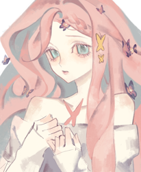 Size: 500x607 | Tagged: safe, artist:白魚, fluttershy, human, g4, humanized, simple background, solo, white background