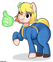 Size: 2244x2600 | Tagged: safe, artist:themimicartist, oc, oc only, pony, unicorn, fallout equestria, fallout, female, horn, mare, pipmare, simple background, solo, the ass was fat, white background