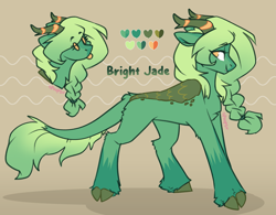 Size: 3587x2796 | Tagged: safe, artist:itsspoops, oc, oc:bright jade, kirin, pony, braid, cloven hooves, concave belly, female, leonine tail, mare, tail