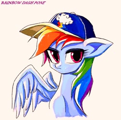 Size: 2077x2070 | Tagged: safe, artist:starystory, rainbow dash, pegasus, g4, cap, hat, wings