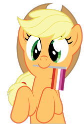 Size: 874x1294 | Tagged: safe, artist:prixy05, applejack, earth pony, pony, g4, applejack's hat, cowboy hat, female, flag, hat, lesbian pride flag, mare, pride, pride flag, pride month, simple background, solo, transparent background, vector