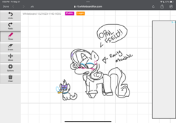 Size: 2360x1640 | Tagged: safe, artist:trixxiefloof, opalescence, rarity, pony, unicorn, g4, angry, crossover, dialogue, doodle, garfield, horn, pipe, whiteboard fox