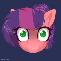 Size: 4134x4134 | Tagged: safe, artist:jjsh, oc, oc only, oc:grelka, earth pony, pony, absurd resolution, bust, female, freakout, funny, green eyes, looking at you, mare, meme, portrait
