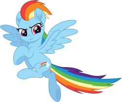 Size: 3606x3000 | Tagged: safe, artist:cloudy glow, rainbow dash, pegasus, g4, action pose, female, flying, simple background, smiling, smirk, transparent background, vector