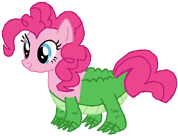 Size: 467x357 | Tagged: safe, artist:qjosh, gummy, pinkie pie, alligator, pony, g4, character to character, female, simple background, solo, transformation, transformation sequence, white background