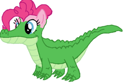 Size: 516x347 | Tagged: safe, artist:qjosh, gummy, pinkie pie, alligator, pony, g4, character to character, female, simple background, solo, transformation, transformation sequence, white background
