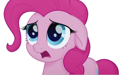 Size: 1280x800 | Tagged: safe, edit, edited screencap, editor:dracoawesomeness, screencap, pinkie feather, pinkie pie, earth pony, g4, my little pony: the movie, adorable face, background removed, cute, diapinkes, distraught, female, floppy ears, simple background, solo, transparent background