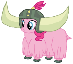 Size: 481x422 | Tagged: safe, artist:qjosh, pinkie pie, earth pony, yak, g4, female, pony to yak, simple background, solo, transformation, transformation sequence, white background