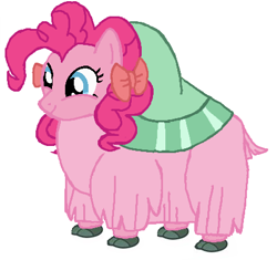 Size: 442x415 | Tagged: safe, artist:qjosh, pinkie pie, earth pony, yak, g4, female, pony to yak, simple background, solo, transformation, transformation sequence, white background