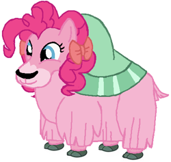 Size: 430x408 | Tagged: safe, artist:qjosh, pinkie pie, yak, g4, female, pinkie yak, pony to yak, solo, species swap, transformation, transformation sequence, yakified