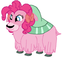 Size: 441x411 | Tagged: safe, artist:qjosh, pinkie pie, yak, g4, female, pinkie yak, pony to yak, solo, species swap, transformation, transformation sequence, yakified