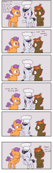 Size: 1300x4200 | Tagged: safe, artist:wanda, button mash, rumble, tender taps, earth pony, pegasus, pony, blushing, chef's hat, comic, filthy frank, gay, giggling, hat, kissing, laughing, male, text