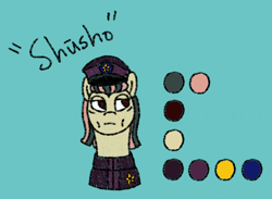 Size: 946x694 | Tagged: safe, artist:nukepony360, oc, oc only, oc:shusho, earth pony, captain hat, clothes, female, hat, mare, medal, military uniform, simple background, solo, uniform