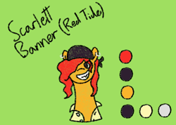 Size: 954x679 | Tagged: safe, artist:nukepony360, oc, oc only, oc:scarlett banner, earth pony, bandana, bust, clothes, ear piercing, earring, female, jewelry, mare, piercing, pirate, portrait, shirt, simple background, solo