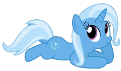 Size: 3000x1760 | Tagged: safe, artist:keronianniroro, trixie, pony, unicorn, cute, diatrixes, female, high res, hoof on face, horn, lying down, mare, simple background, solo, vector