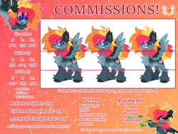 Size: 8000x6000 | Tagged: safe, artist:crazysketch101, oc, oc:crazy looncrest, pegasus, pony, advertisement, commission info, money, sunglasses, unshorn fetlocks