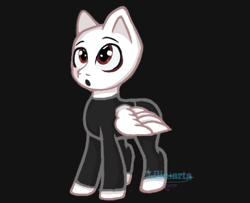 Size: 505x410 | Tagged: safe, artist:galaxymargarita, pegasus, pony, black background, happy game, ponified, simple background, solo