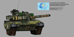 Size: 900x450 | Tagged: safe, artist:guard-mod, pony, flag, flag of equestria, gun, machine gun, main battle tank, military, minigun, tank (vehicle), weapon