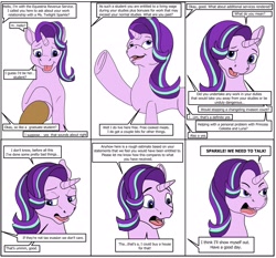 Size: 2496x2324 | Tagged: safe, artist:termyotter, starlight glimmer, pony, unicorn, angry, atg 2024, comic, dialogue, horn, newbie artist training grounds, offscreen character, speech bubble