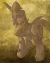 Size: 3036x3806 | Tagged: safe, artist:beigedraws, pony, robot, robot pony, elder scrolls, factotum, solo