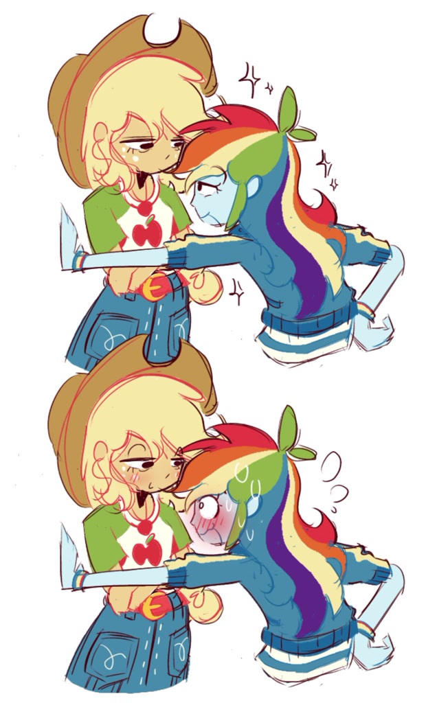 #3380834 - safe, artist:appledash3r_, applejack, rainbow dash ...