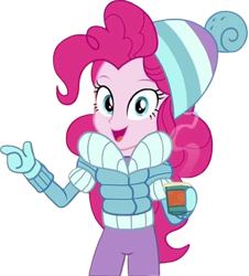 Size: 2274x2520 | Tagged: safe, edit, edited screencap, editor:homersimpson1983, screencap, pinkie pie, human, equestria girls, g4, background removed, clothes, female, not a vector, solo, winter outfit