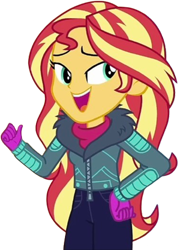 Size: 1800x2520 | Tagged: safe, edit, edited screencap, editor:homersimpson1983, screencap, sunset shimmer, human, equestria girls, g4, background removed, clothes, female, not a vector, solo, winter outfit