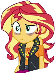 Size: 1911x2520 | Tagged: safe, edit, edited screencap, screencap, sunset shimmer, human, equestria girls, g4, background removed, bags under eyes, female, geode of empathy, groggy, magical geodes, not a vector, simple background, solo, transparent background