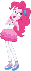Size: 1096x2520 | Tagged: safe, edit, edited screencap, editor:homersimpson1983, screencap, pinkie pie, human, equestria girls, g4, background removed, clothes, female, not a vector, rah rah skirt, simple background, skirt, solo, transparent background