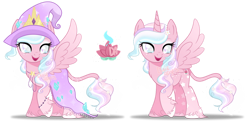 Size: 1280x645 | Tagged: safe, artist:dixieadopts, oc, oc:star blossom, alicorn, pony, blind, female, hat, mare, simple background, solo, transparent background