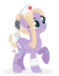Size: 2060x2650 | Tagged: safe, artist:kabuvee, oc, pegasus, pony, bow, female, hat, mare, nurse hat, simple background, solo, tail, tail bow, transparent background